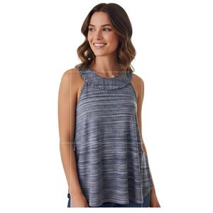 Apt. 9 Navy Blue Striped Halter Round Neck Sleeveless Top Tunic Casual Size Sm